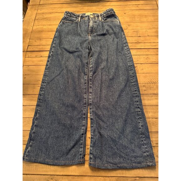 FRAME Super Drape Drawstring Wide Leg Jeans Pants in Ghost Size 24 - Picture 2 of 4